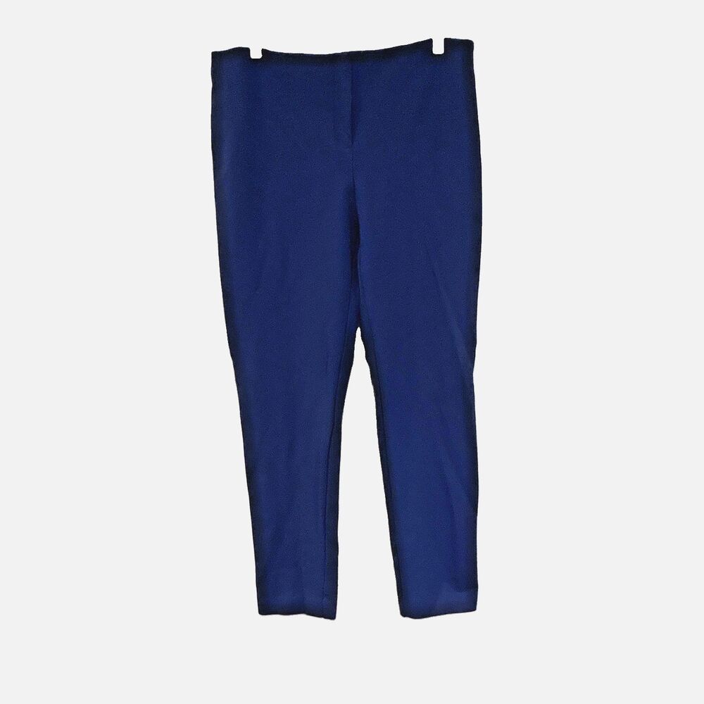 Alfani Women’s Blue Solid Flat Front Tapered Dress Pants Rayon Blend 27"